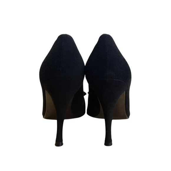 Stuart Weitzman Women’s Black Suede With Bow Accent Stiletto Heels Size 6.5M - Picture 7 of 9